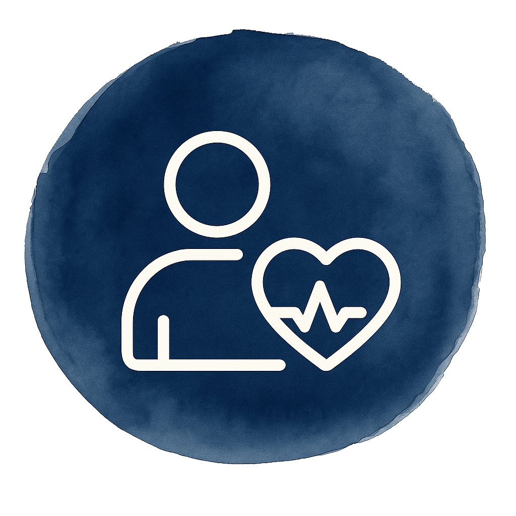 Health and wellness icon on blue watercolor circle